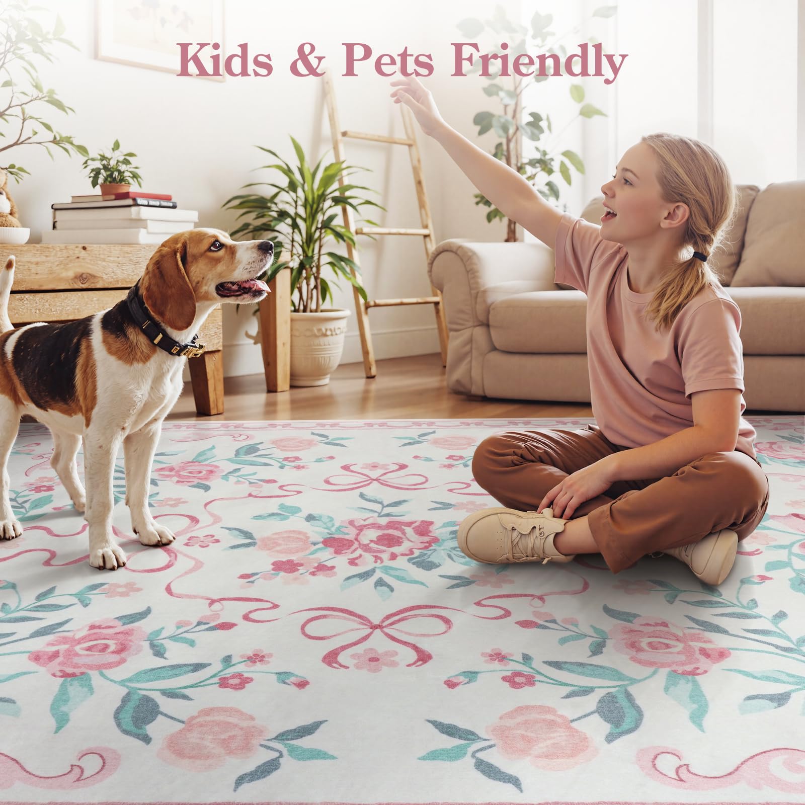 Collive tapis installé dans chambre fille, apporte chaleur et couleur