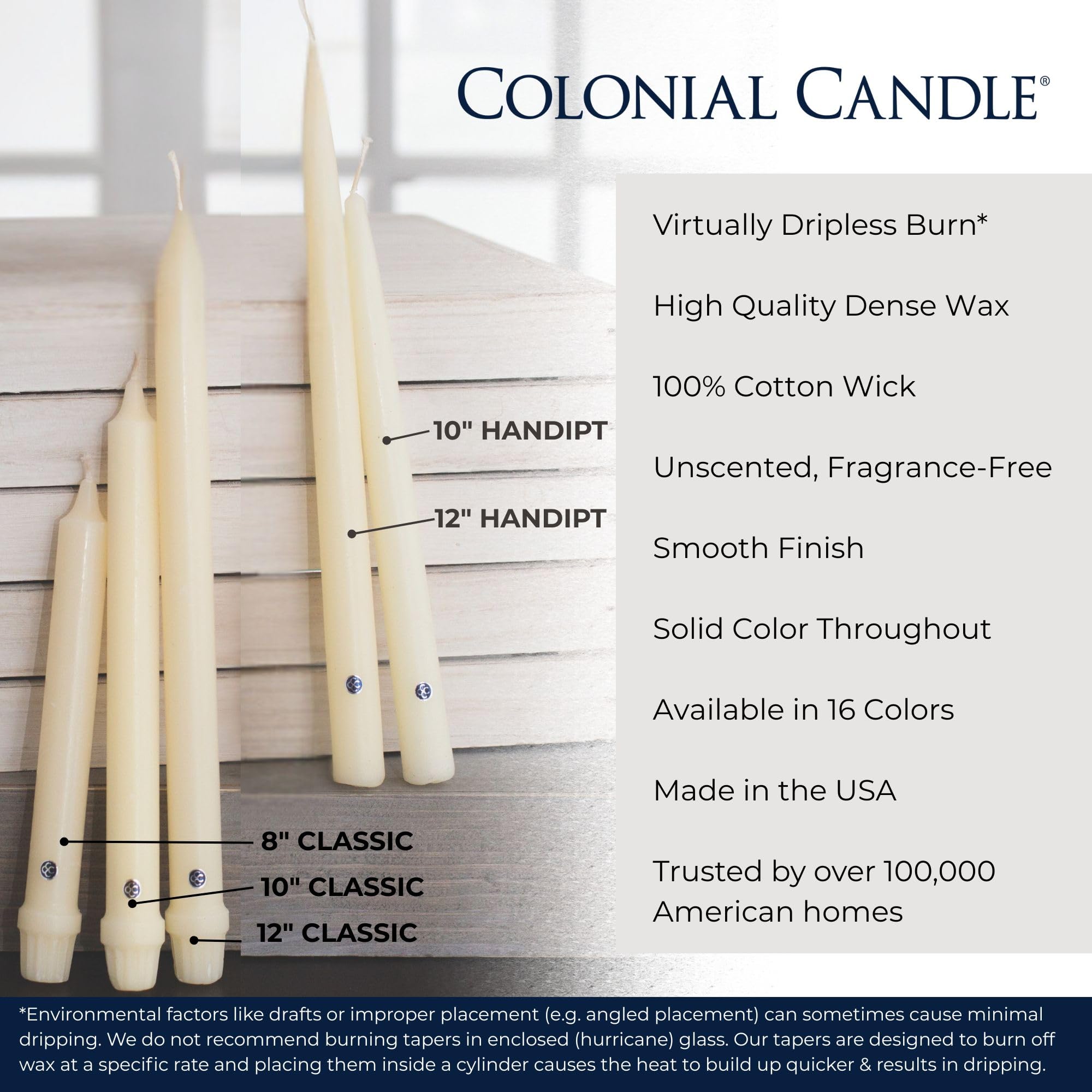 Colonial Candle mèche coton gros plan, combustion stable