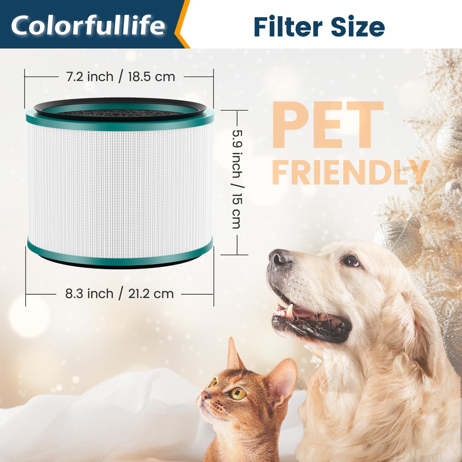 Colorfullife filtre posé à côté d'une règle pour comparaison taille et compatibilité