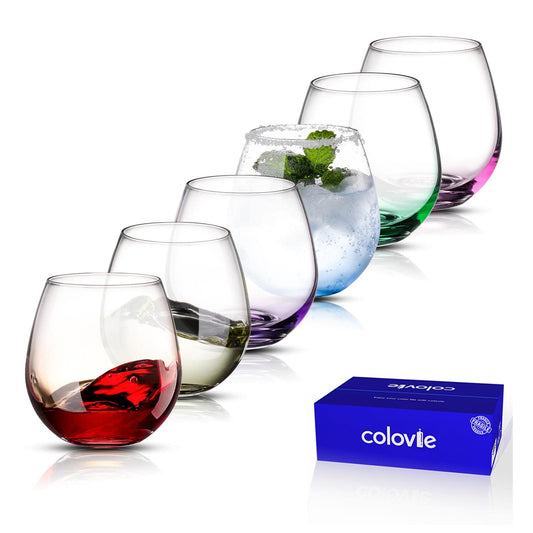 ColoVie verres face ensemble montrant six couleurs et style festif