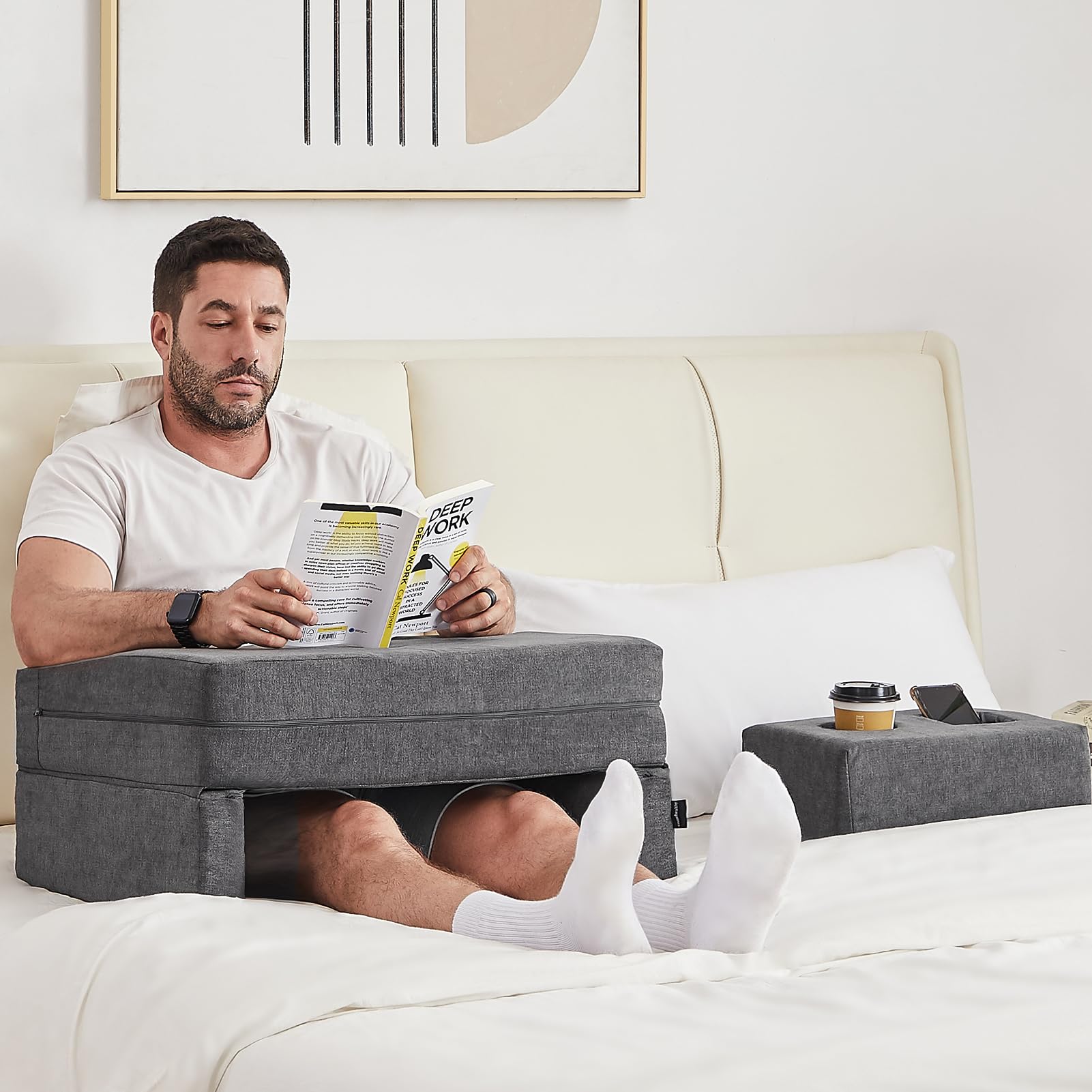 comehealthy coussin-table sur canapé utilisé pour lecture et détente ergonomique
