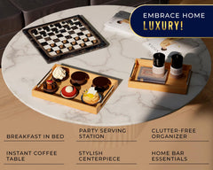 Comfify plateau bambou détail poignée acier inox offrant prise sûre