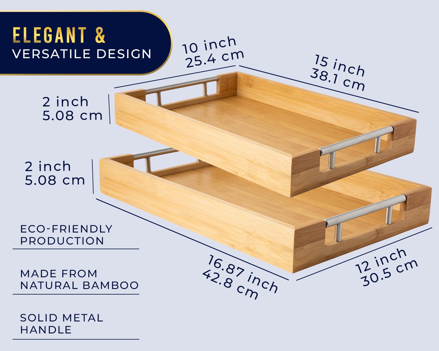 Comfify plateaux bambou empilés montrant rangement compact et gain de place