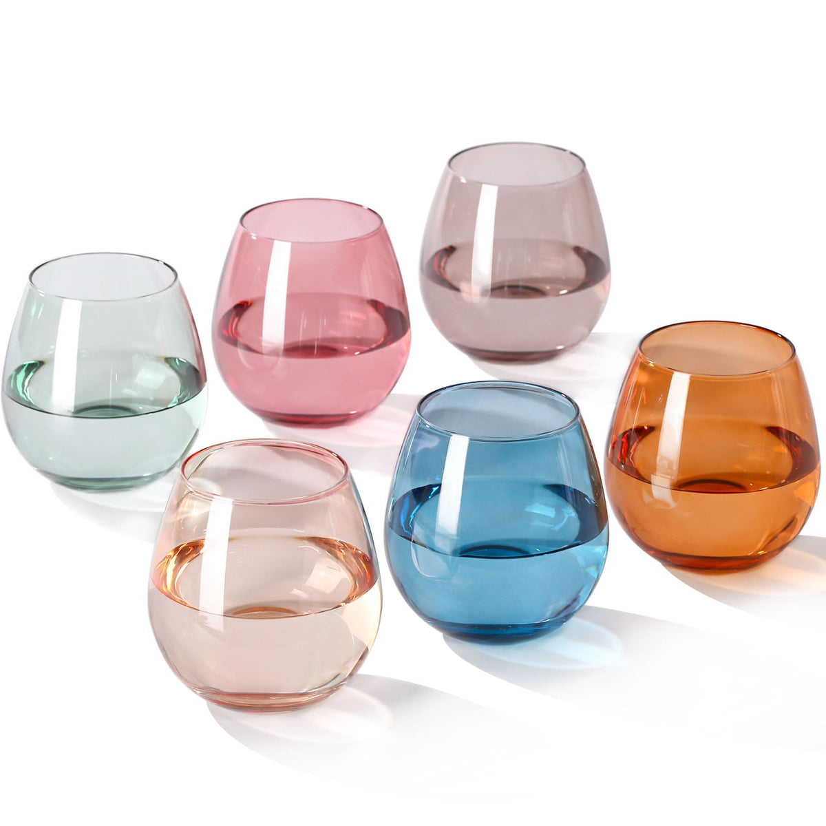comfit face avant du lot de 6 verres colorés montrant design élégant