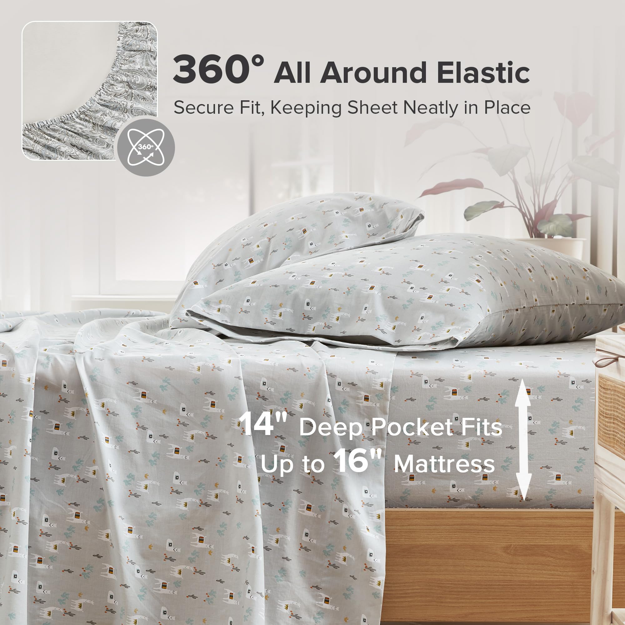 Comfort Spaces drap-housse à poche profonde montrant maintien sûr jusqu'à 16 pouces