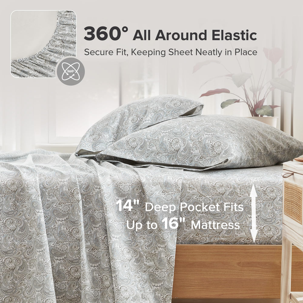 Comfort Spaces drap plat et deux taies présentés pour une literie complète et coordonnée