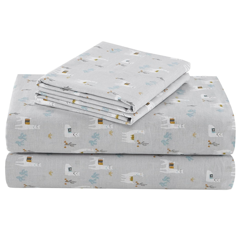 Comfort Spaces vue avant de l'ensemble draps imprimé lama, style et confort