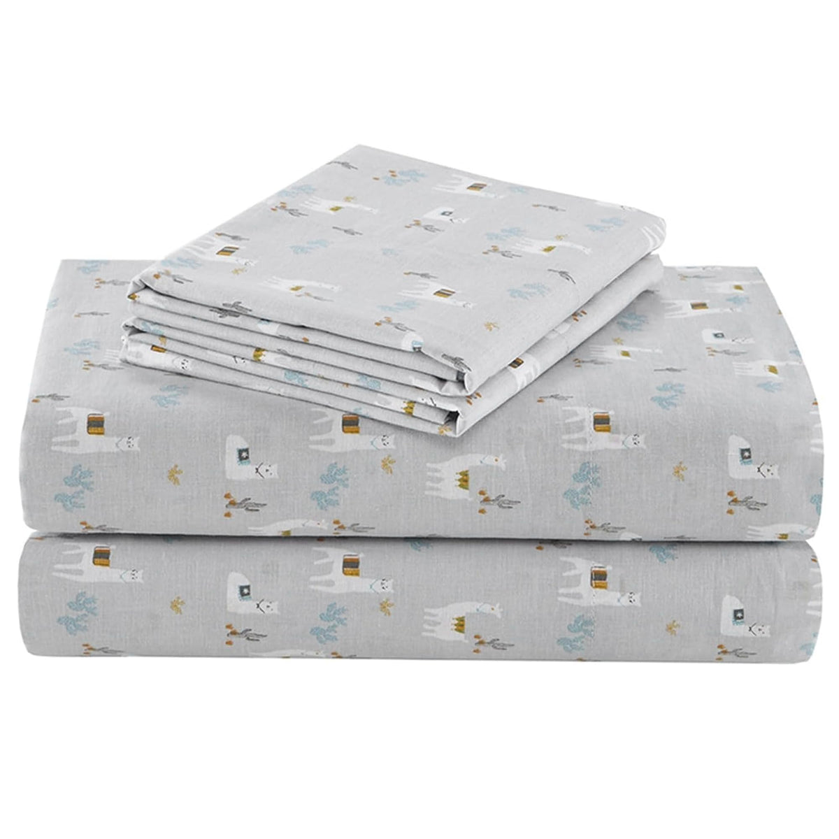 Comfort Spaces vue avant de l'ensemble draps imprimé lama, style et confort
