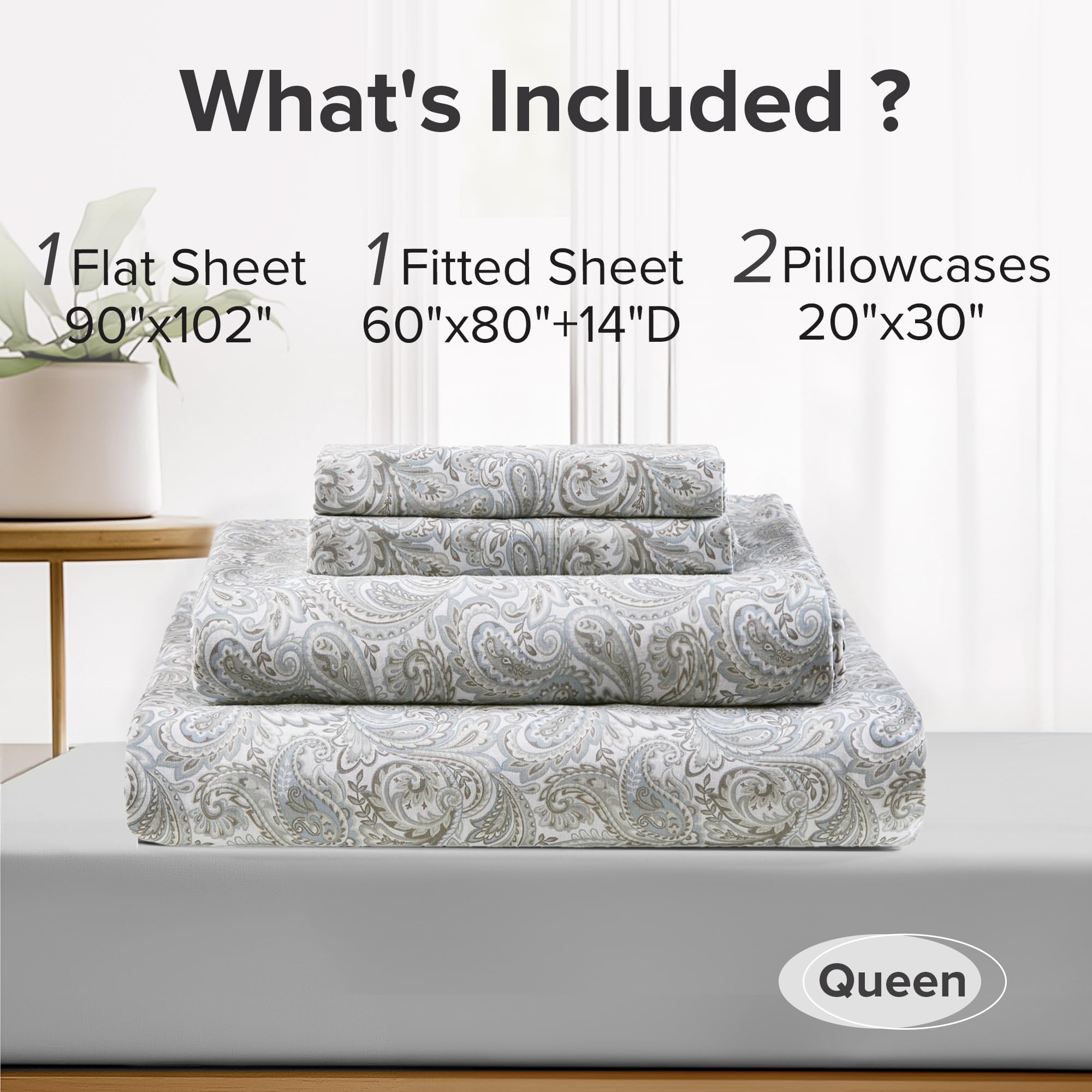 Comfort Spaces étiquette d'entretien et couture illustrant qualité et durabilité
