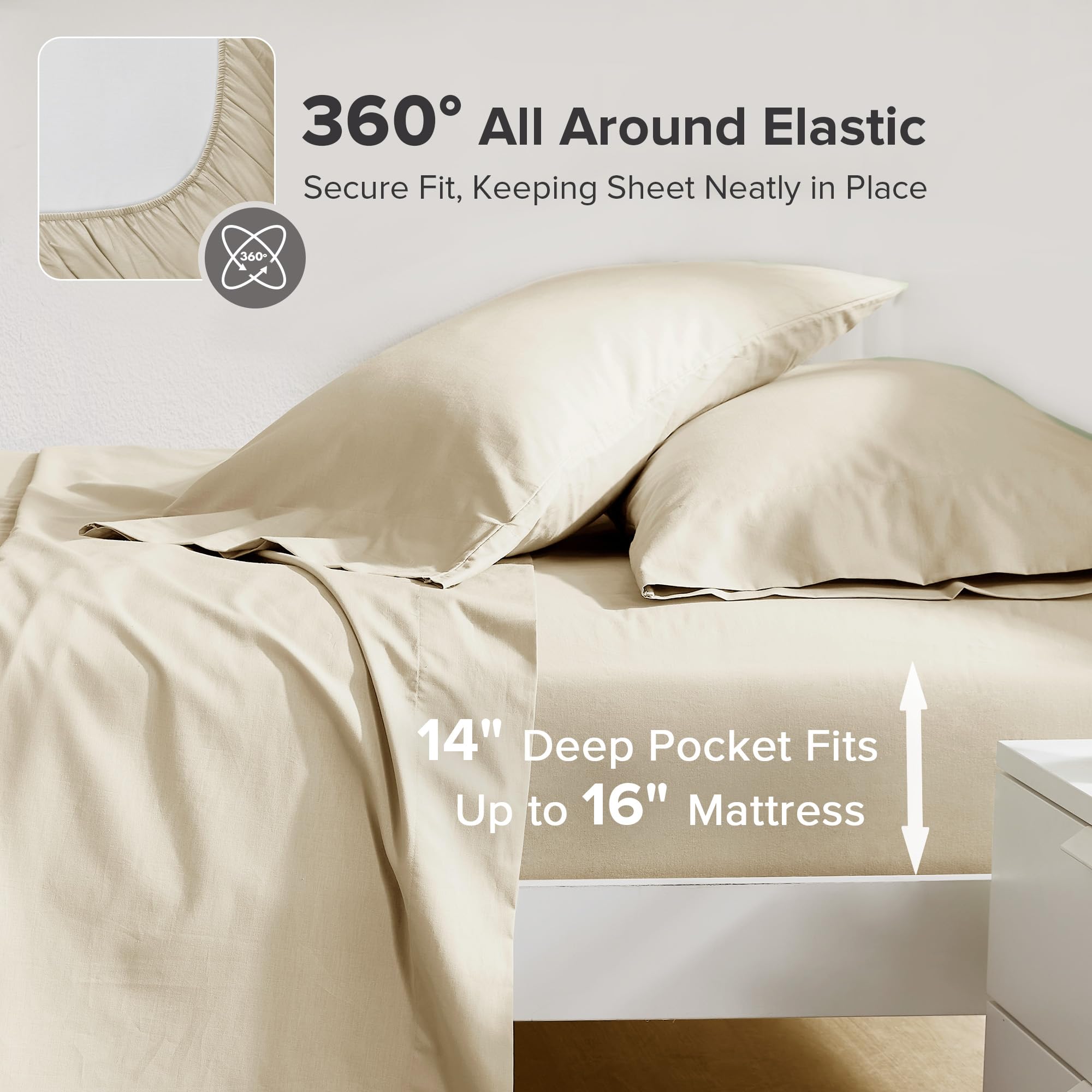 Comfort Spaces drap plat 90x102 illustrant tissu net et coupe parfaite