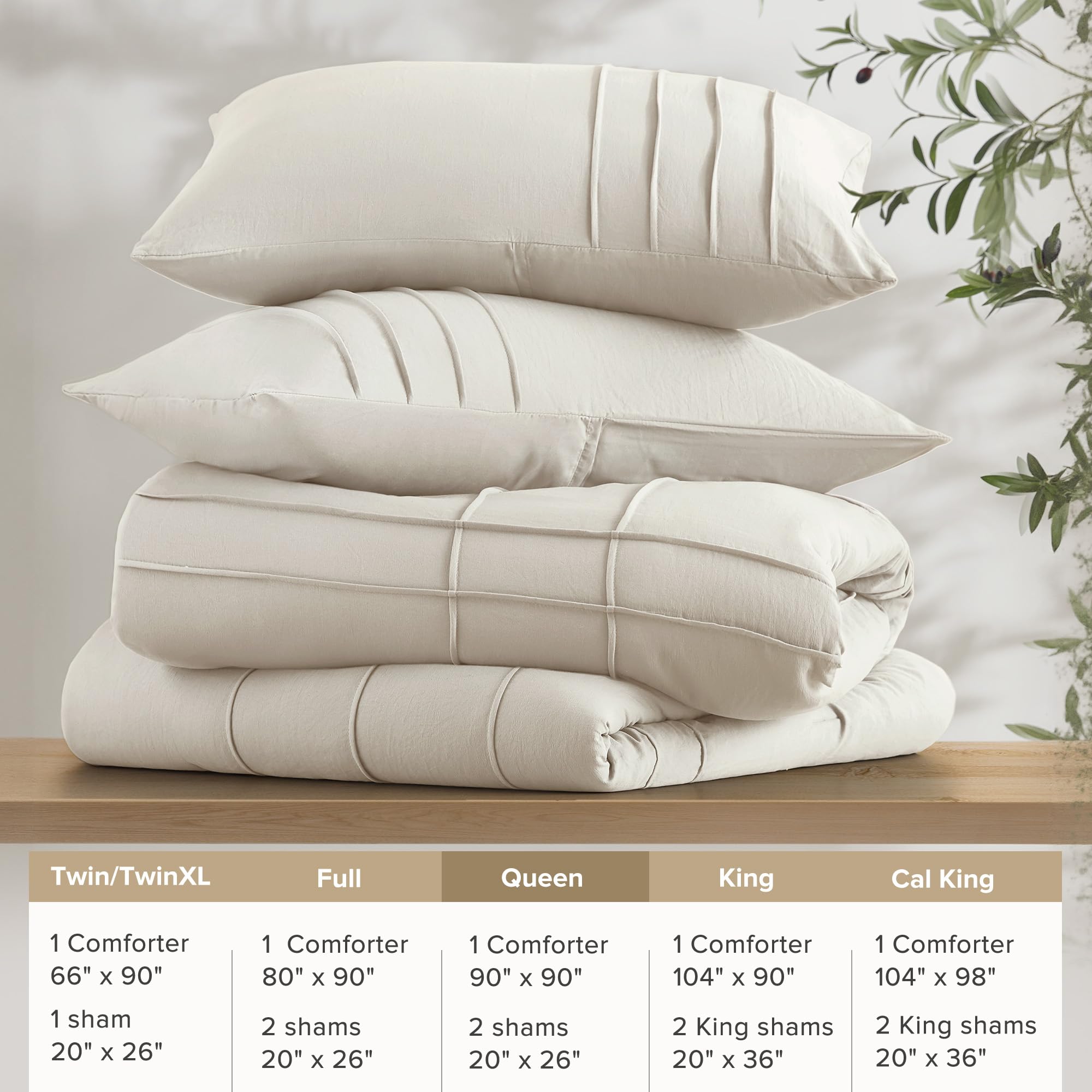 Comfort Spaces comparaison taille montrant dimensions 90x90 pour lit queen