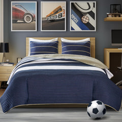 Comfort Spaces vue avant du couvre-lit Verone, style rayé et look moderne