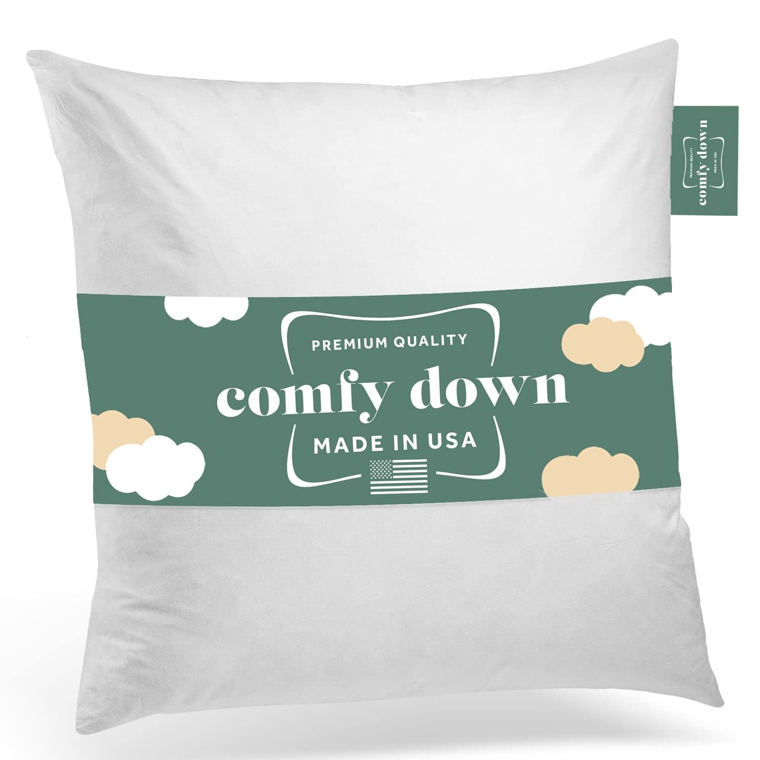 ComfyDown face avant du coussin 20x20 montrant finition et volume