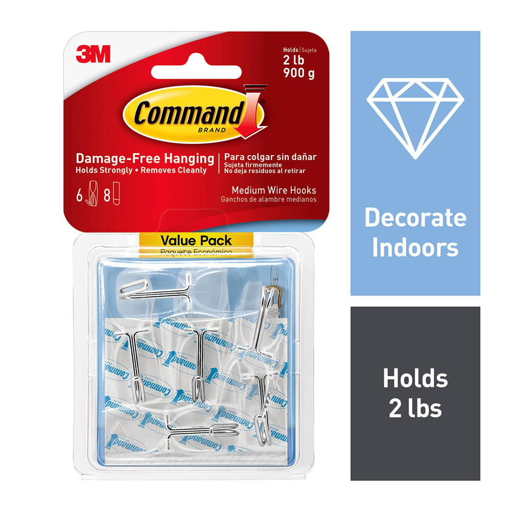 Command crochet en fil fixé sur mur, tenue solide et discrète