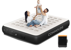 COMMOUDS matelas Queen en emballage montrant prêt à l'emploi et bénéfice praticité