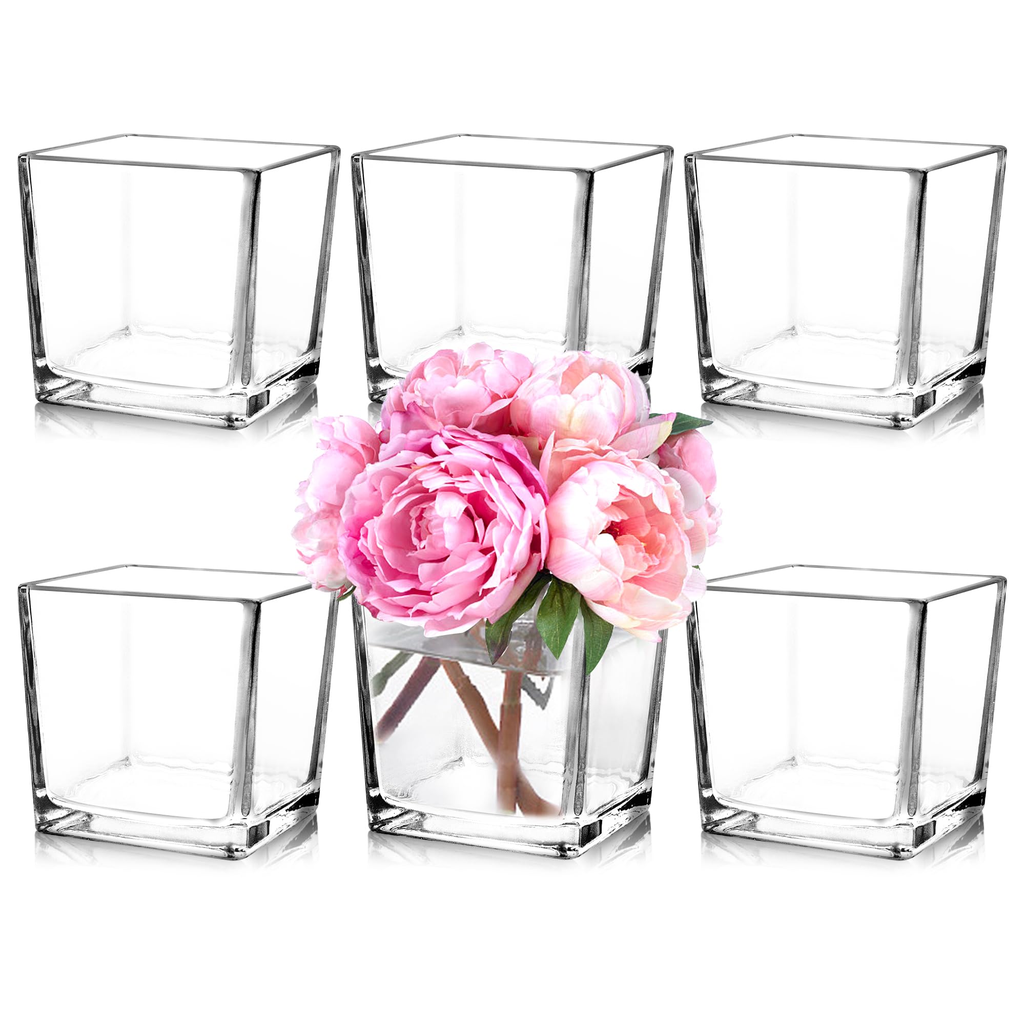 Comrzor vase cubique face avant montrant la transparence et l'élégance