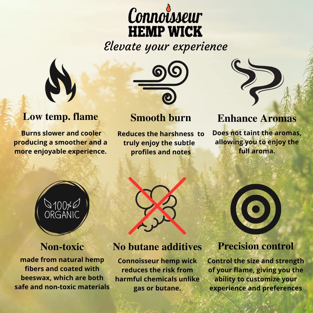 Connoisseur's Hemp Wick en usage allumant une bougie pour un allumage propre et contrôlé