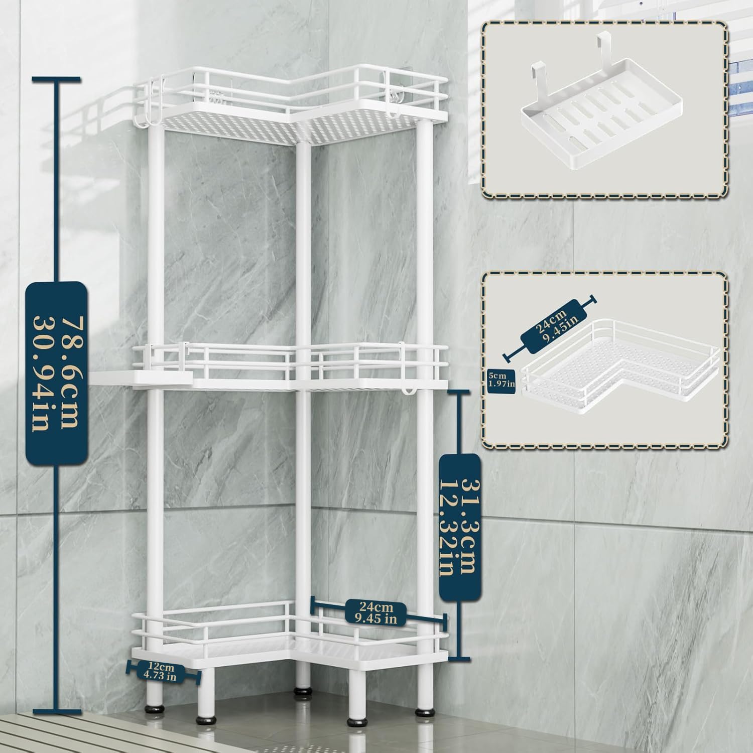 Consumest étagère installée dans une salle de bain moderne, gain de place
