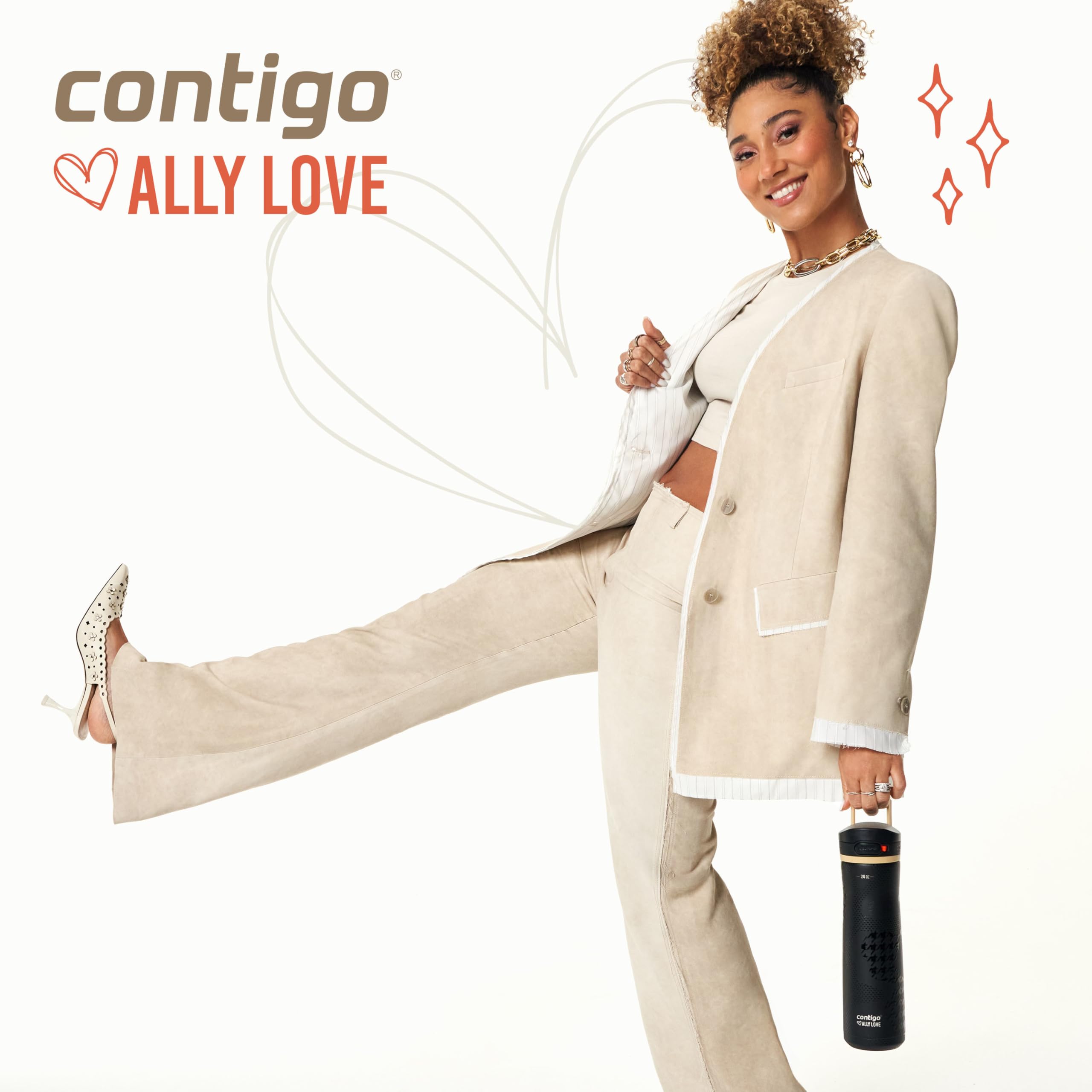 Contigo Ally Love couvercle AutoPop visible, ouverture d'une main pratique