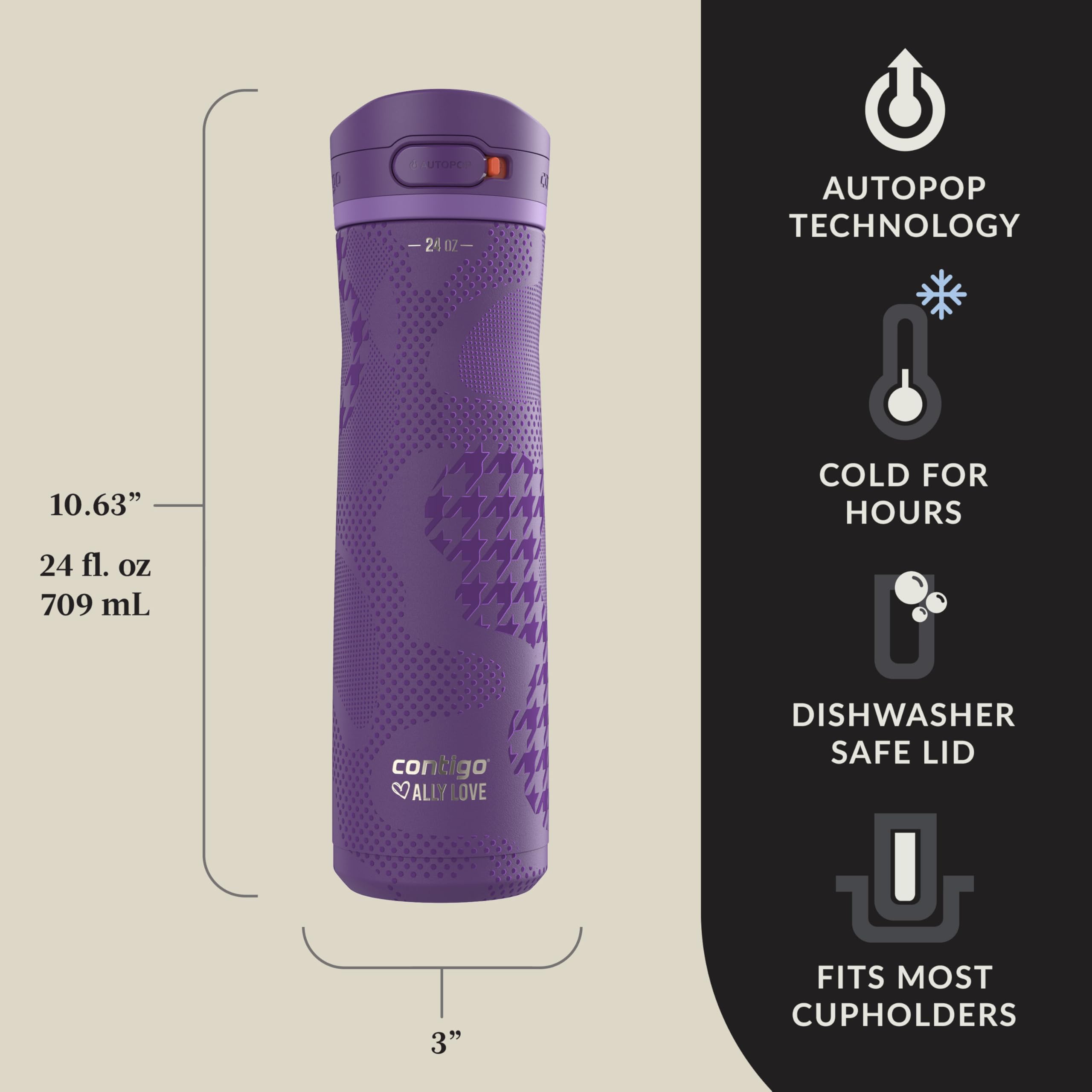 Contigo Ally Love gros plan acier inox offrant isolation durable
