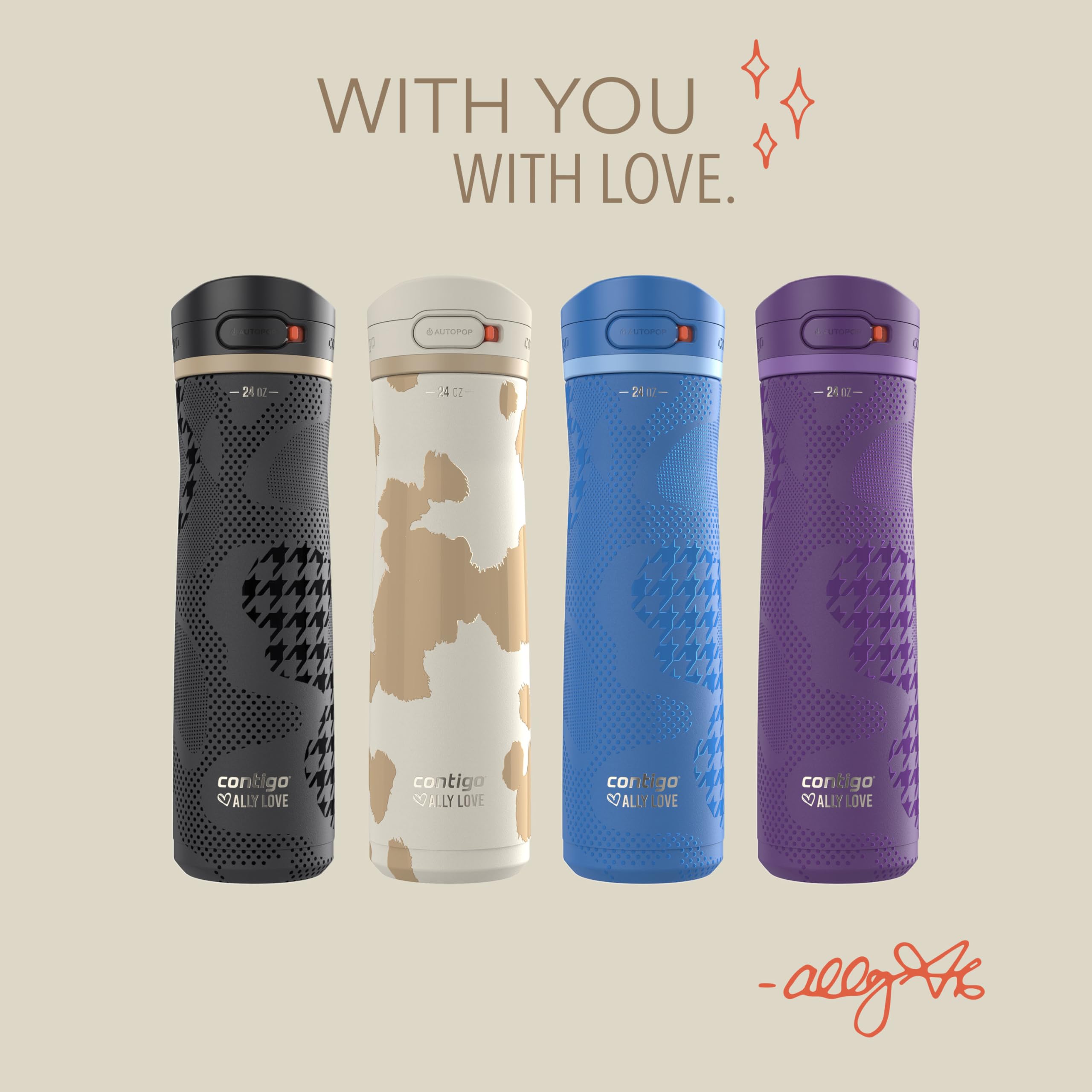 Contigo Ally Love comparaison d'échelle montrant capacité 24 oz