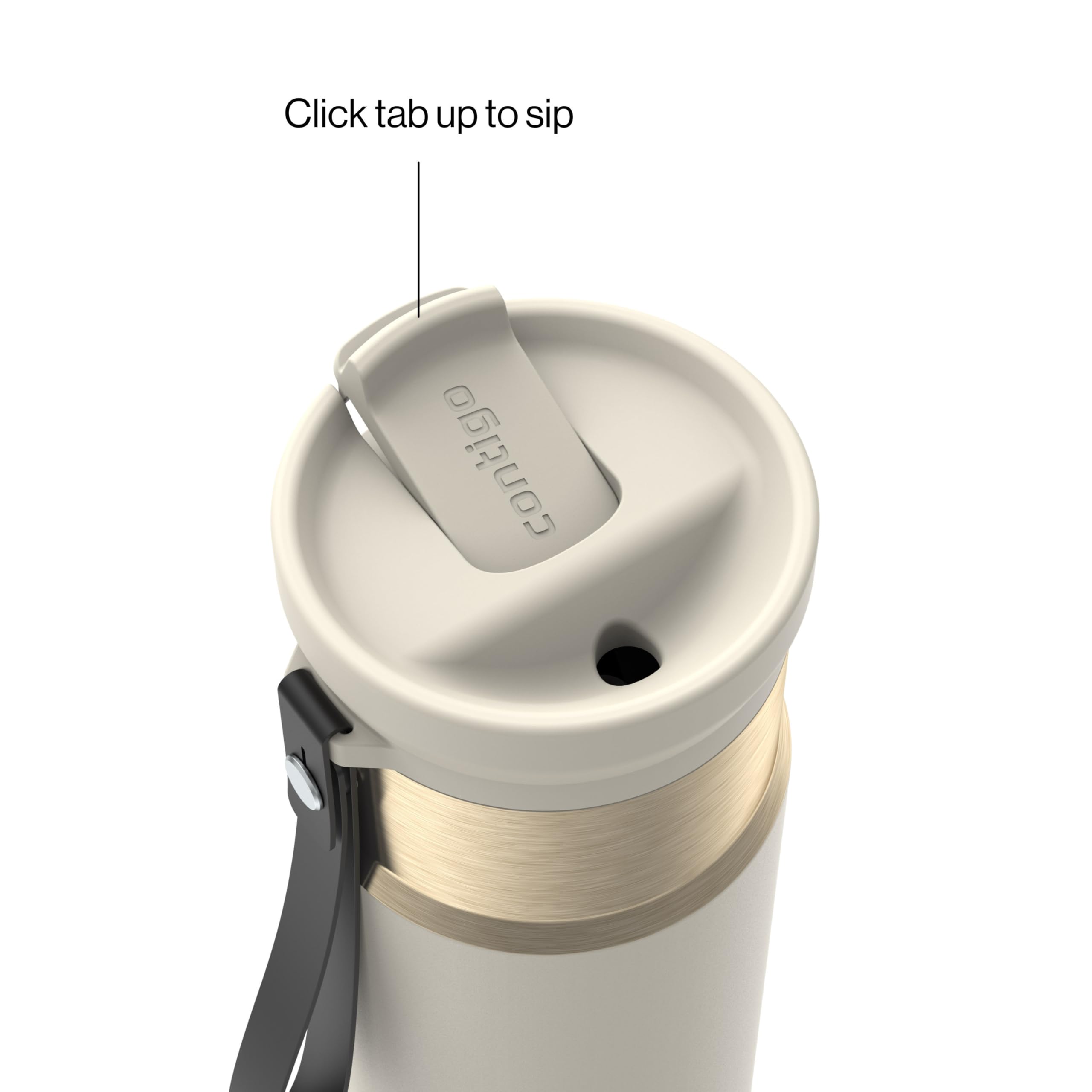 Contigo SnapSeal bouchon AutoClose en gros plan garantissant étanchéité pratique