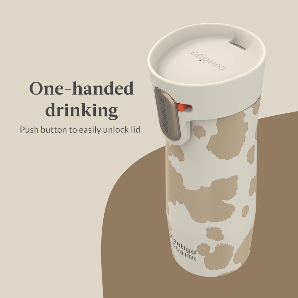 Contigo taille comparée à une main pour visualiser capacité 473 ml