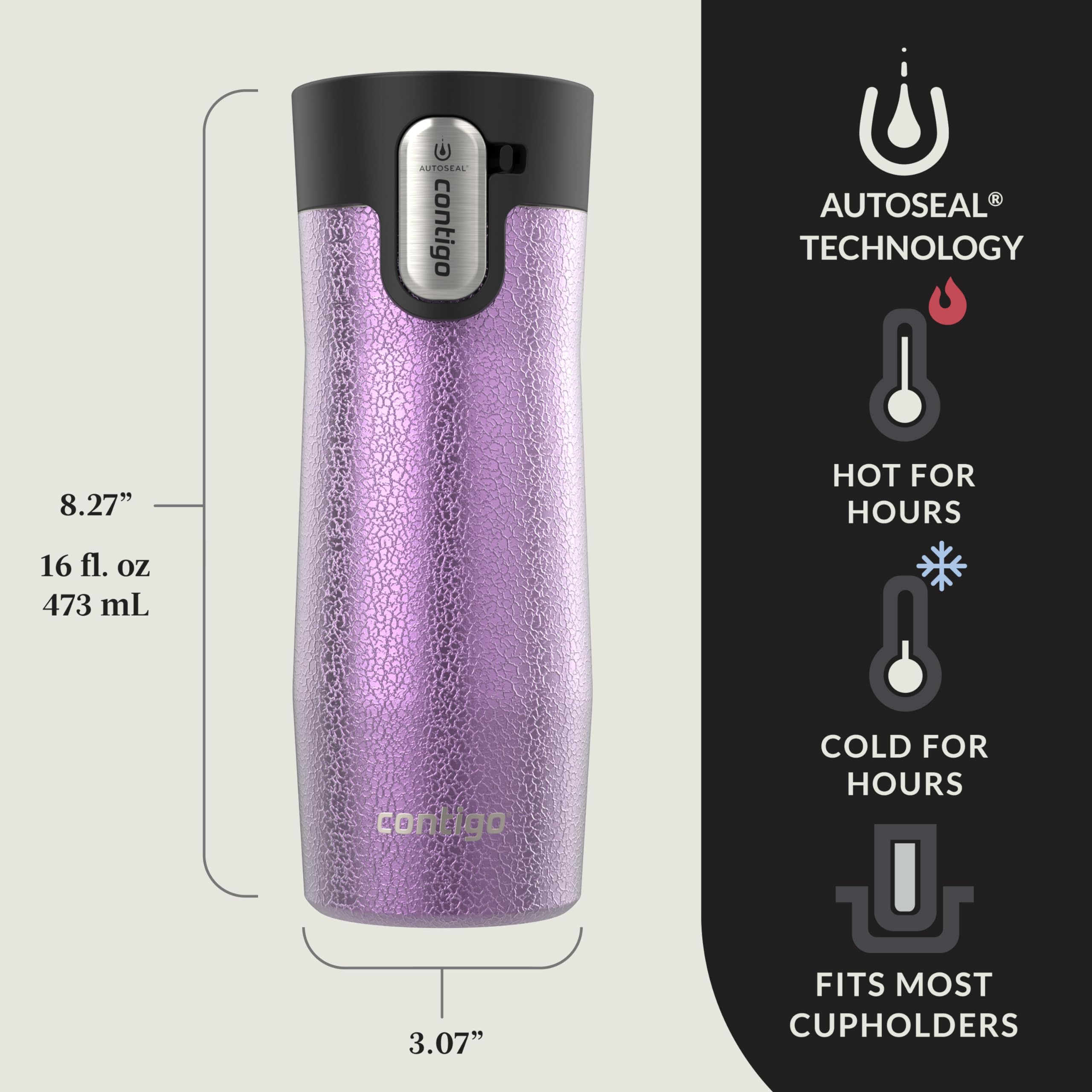Contigo West Loop couvercle Easy‑Clean ouvert pour nettoyage complet et rapidité