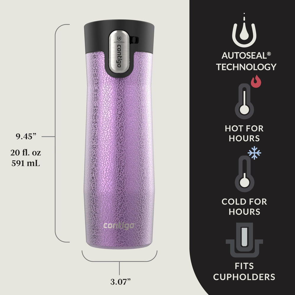 Contigo West Loop gros plan sur bouchon Easy-Clean et mécanisme AUTOSEAL, nettoyage facile