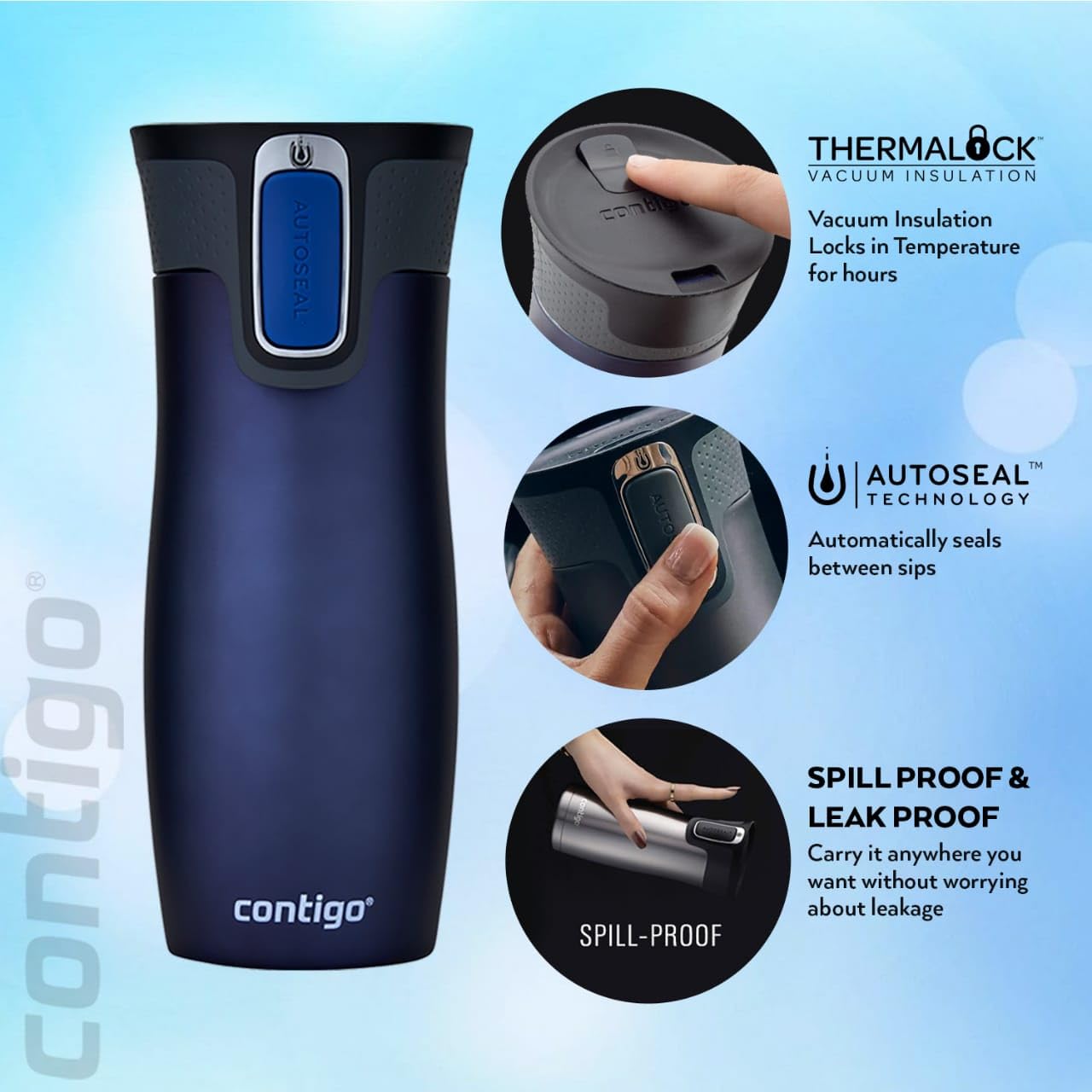 Contigo boisson glacée sans condensation prouvant isolation efficace