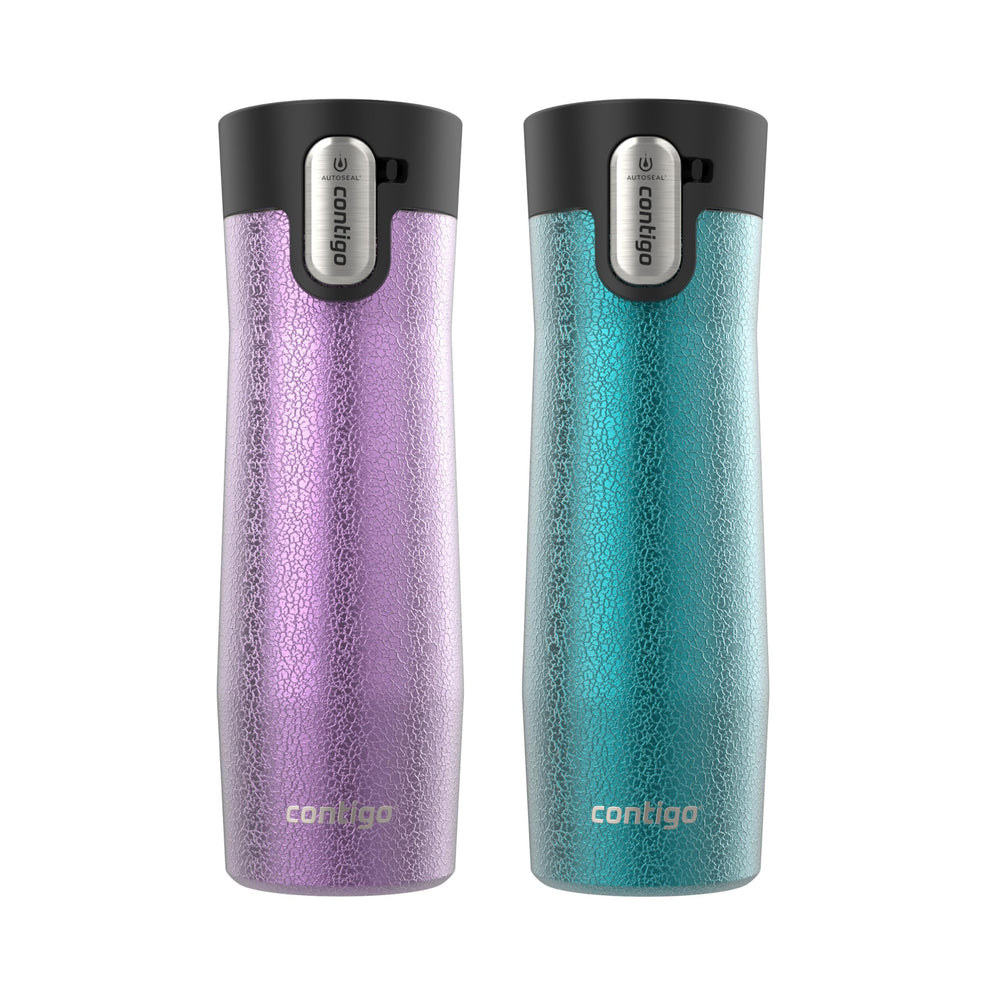 Contigo West Loop face avant montrant le corps inox et le bouton AUTOSEAL, pratique