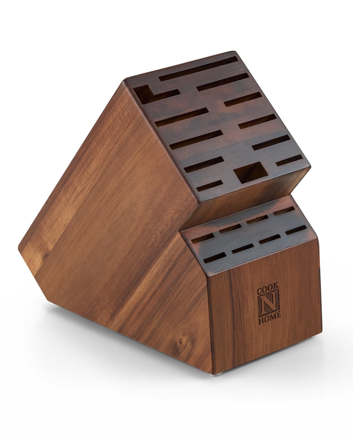 Cook N Home bloc face avant montrant 20 emplacements et esthétique en acacia