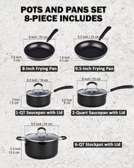 Cook N Home casseroles 1qt et 2qt avec couvercles, contrôle visuel