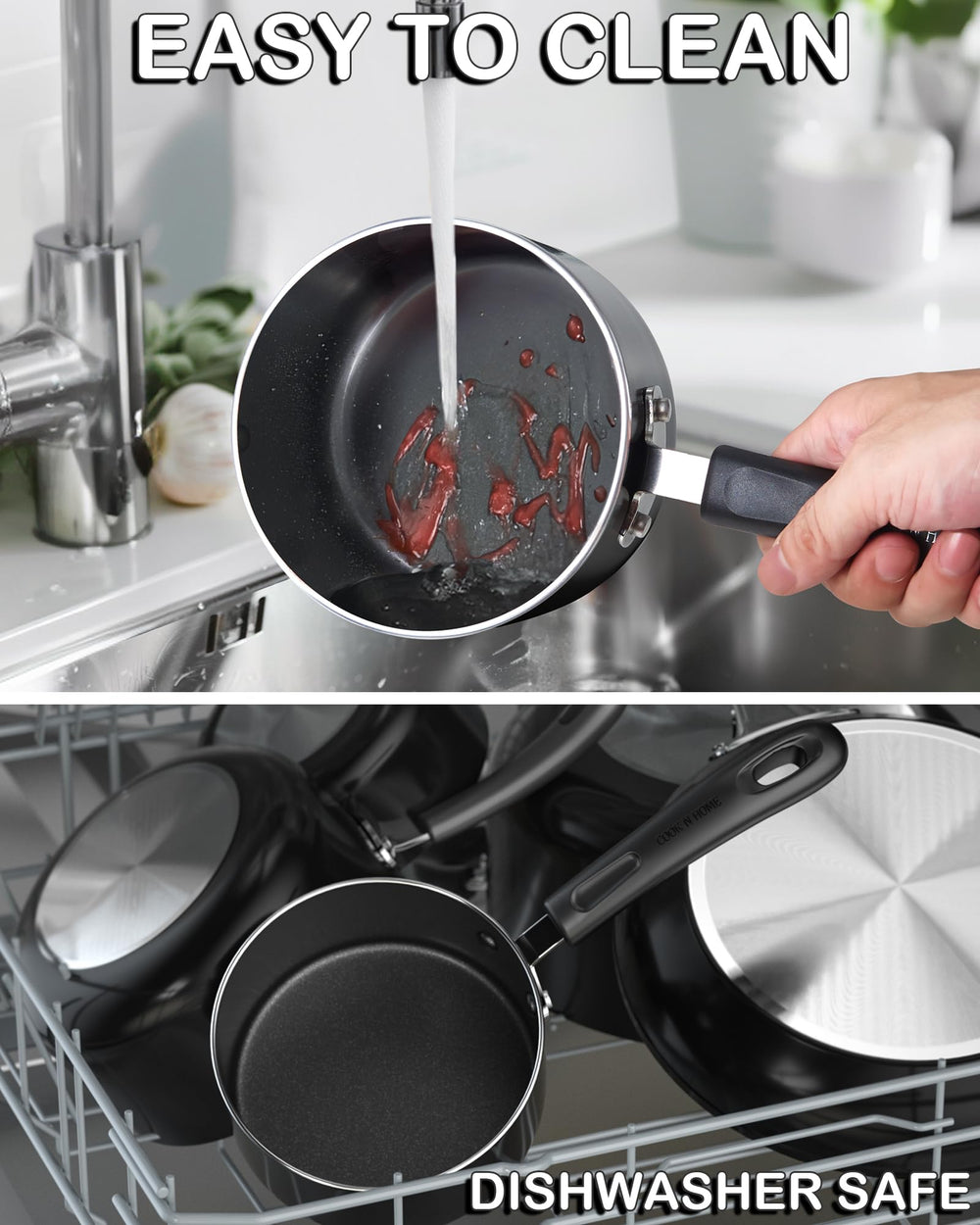 Cook N Home comparaison d'échelle avec tasse pour visualiser la taille et la capacité utile