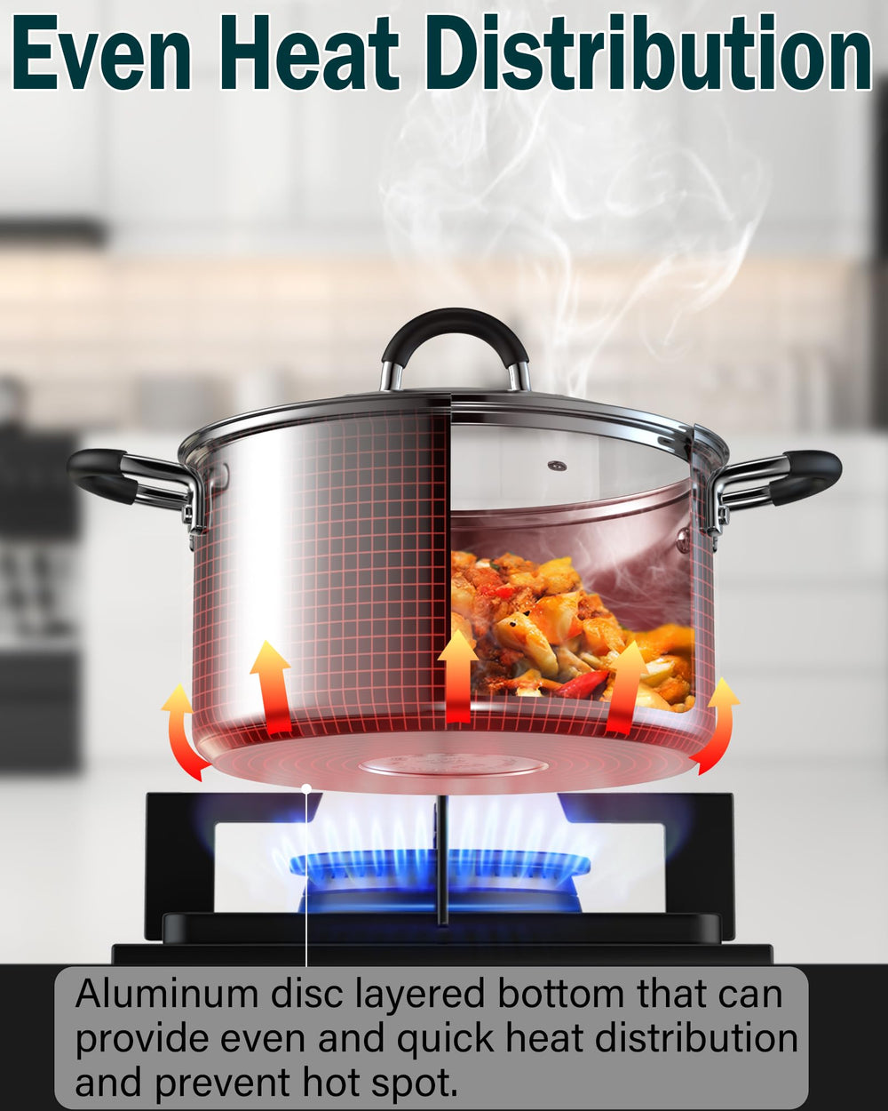 Cook N Home couvercle verre trempé avec évent pour surveillance des cuissons