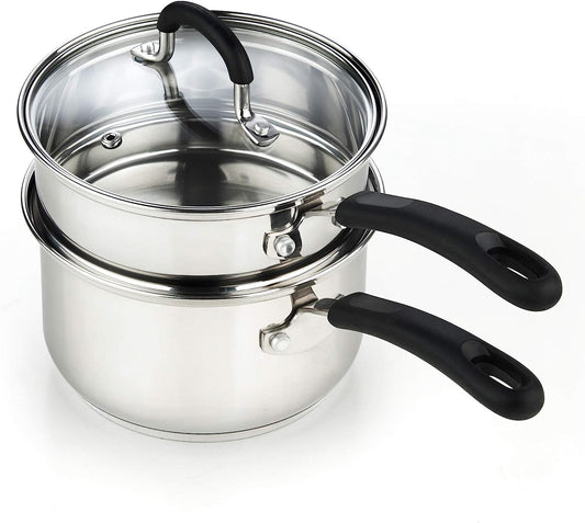 Cook N Home ensemble complet double chaudière montrant la casserole et l'insert pour polyvalence