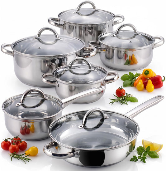Cook N Home vue frontale de l'ensemble 12 pièces, présentation élégante et complète