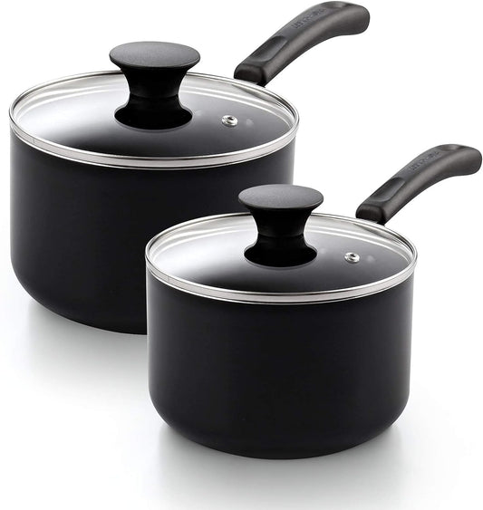 Cook N Home vue avant des casseroles montrant finition et couvercles, pratique