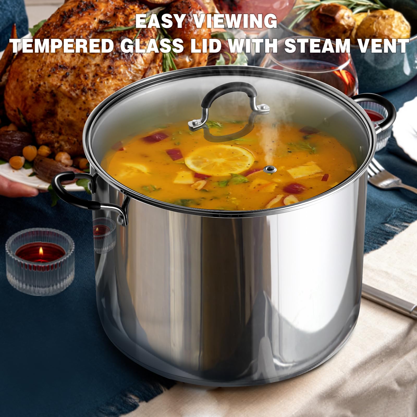 Cook N Home couvercle en verre trempé avec évent pour contrôle visuel
