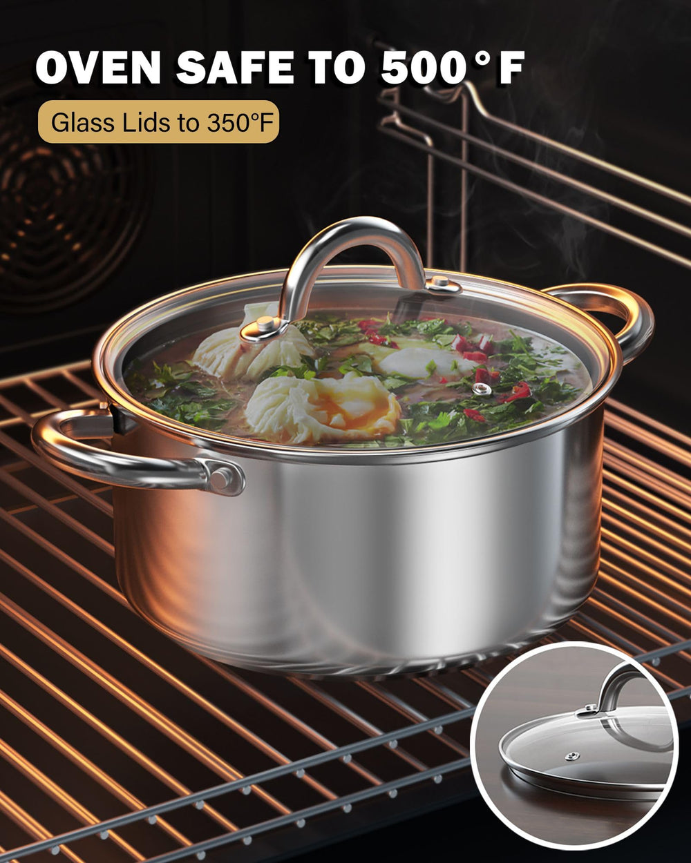 Cook N Home empilée avec autres casseroles pour rangement compact