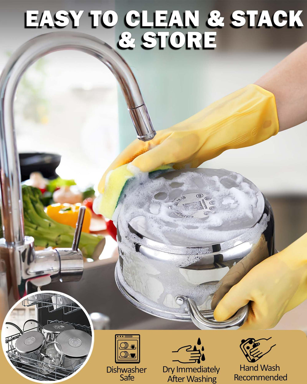 Cook N Home intérieur poli facile à nettoyer et résistant aux résidus