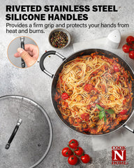 Cook N Home poêles 8" et 9,5" montrant tailles pour portions