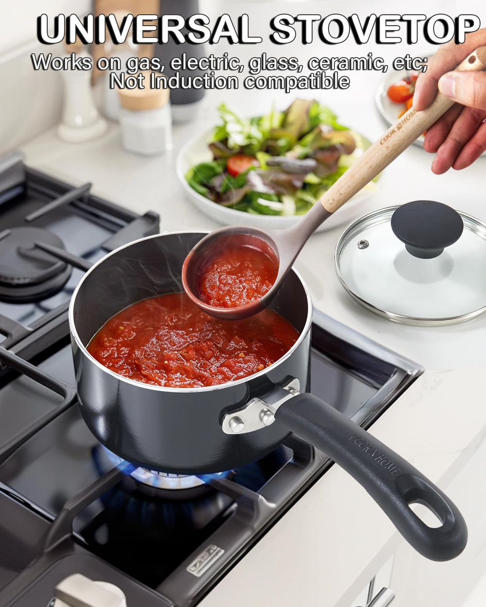 Cook N Home détail de la poignée soft-touch rivetée offrant prise sûre et résistance à la chaleur