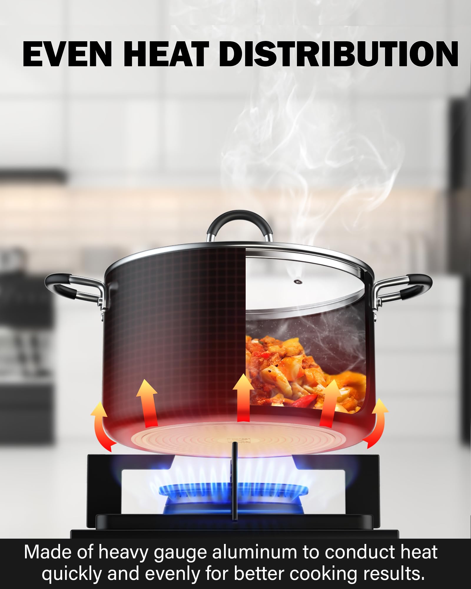 Cook N Home gros plan revêtement marbre antiadhésif, nettoyage facilité