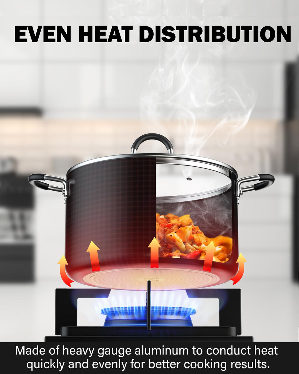 Cook N Home gros plan revêtement marbre antiadhésif, nettoyage facilité