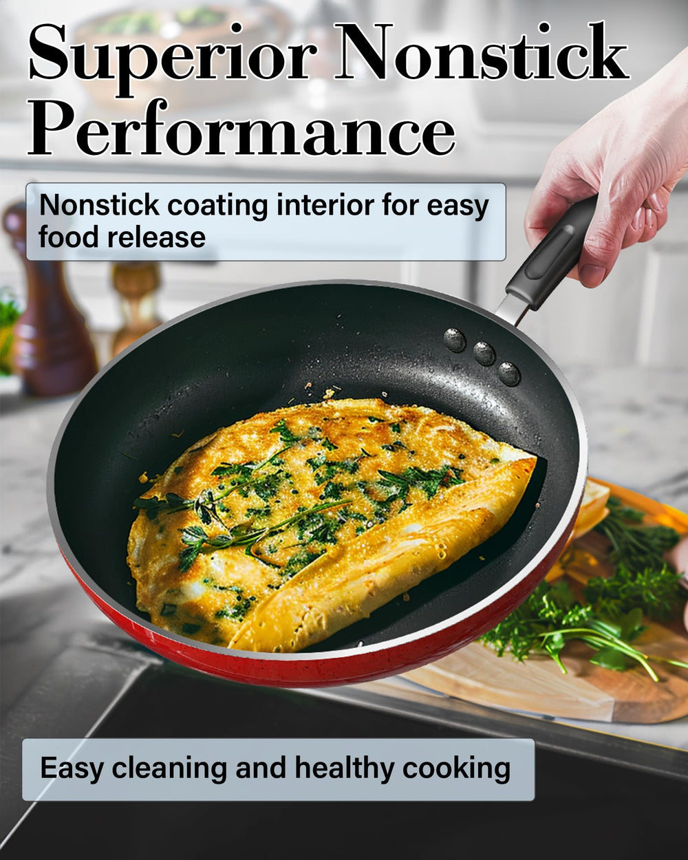 Cook N Home gros plan revêtement antiadhésif faciliter nettoyage