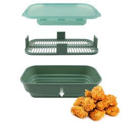 COOK WITH COLOR bol pliable face avant montrant le couvercle verrouillable pour une panure sans fuite