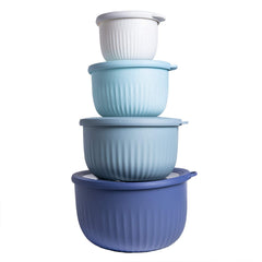 COOK WITH COLOR face avant du set bleu, design ombré et utilité pour la cuisine