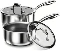 COOKER KING vue face avant du set de deux casseroles, finition élégante et fonctionnelle