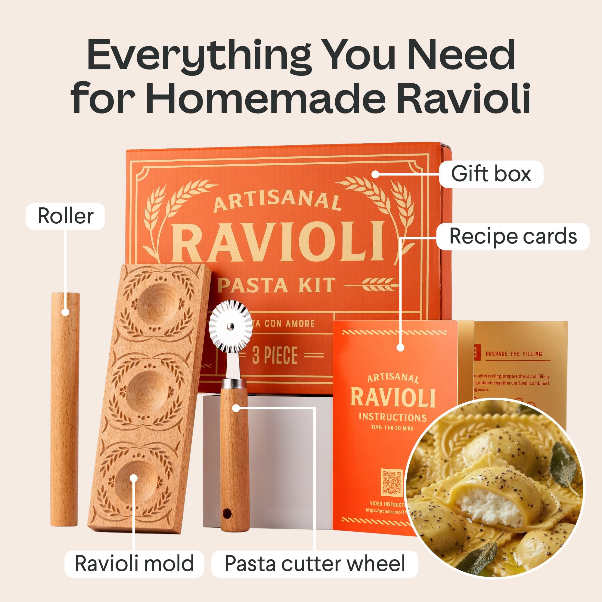Cooking Gift Set presse à ravioli gros plan montrant joint précis pour raviolis étanches